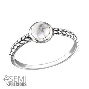 Sterling Silver Howlite Semi-Precious Ring